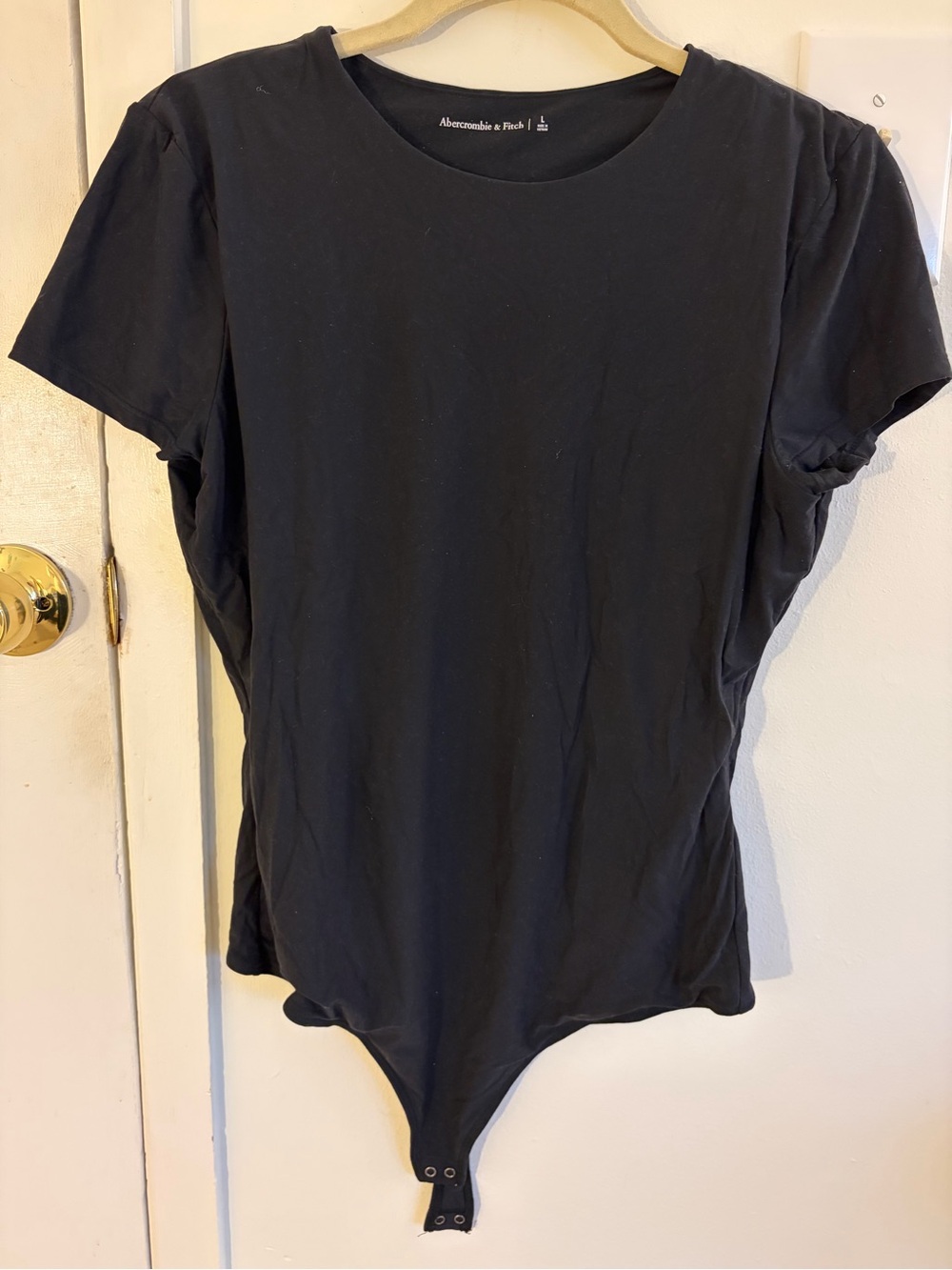 Abercrombie & Fitch Black Short-Sleeve Crewneck Bodysuit